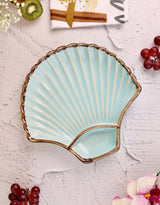 Studio Pottery Blue V Shell chip and dip Platter Large