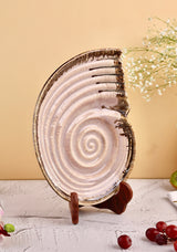 Studio Pottery Pastel Pink Spiral Shell Platter