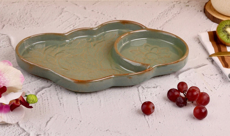 Studio Pottery Cloud Chip and Dip Platters