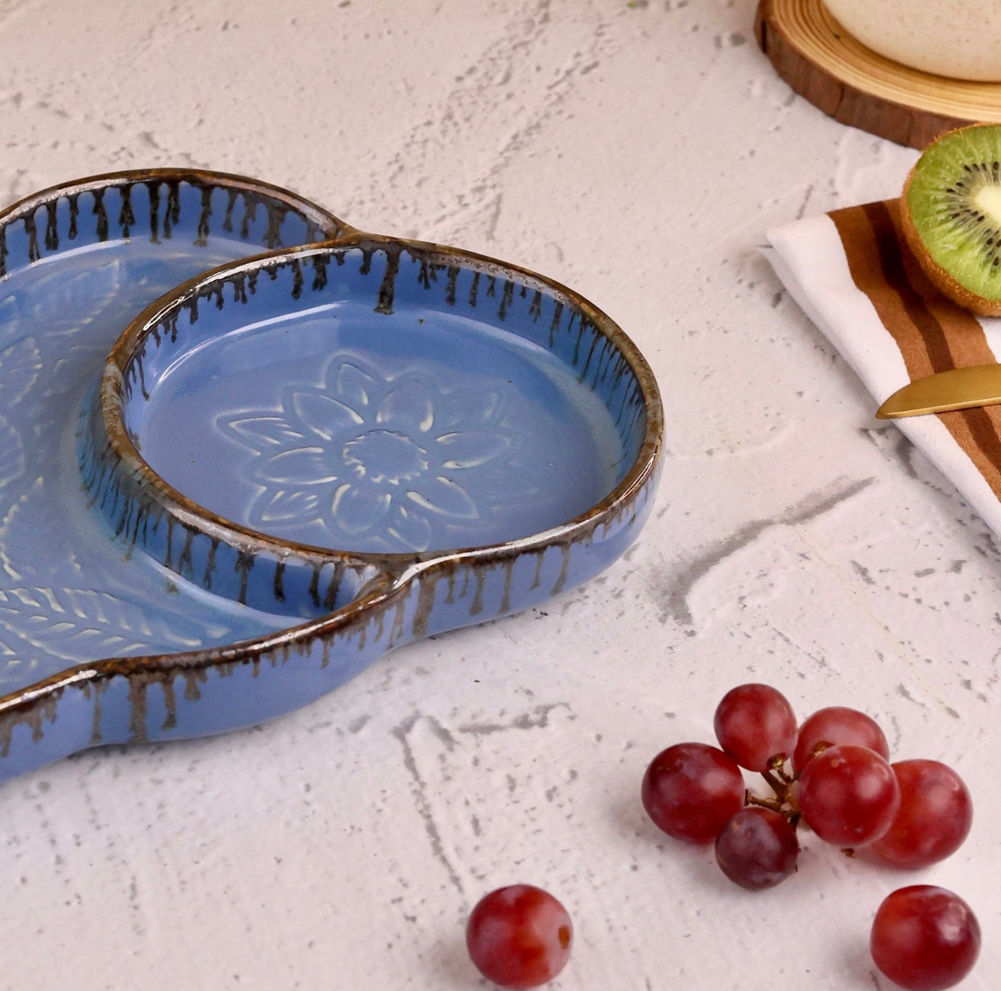 Studio Pottery Cloud Chip and Dip Platters