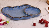 Studio Pottery Dark Blue Cloud Chip and Dip Platter