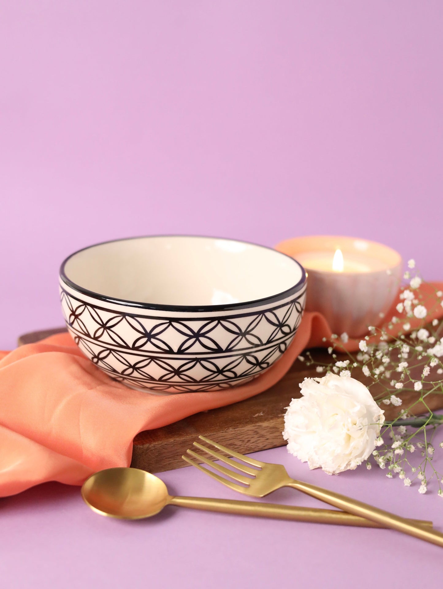 Black Leaf Stoneware Serving Bowls