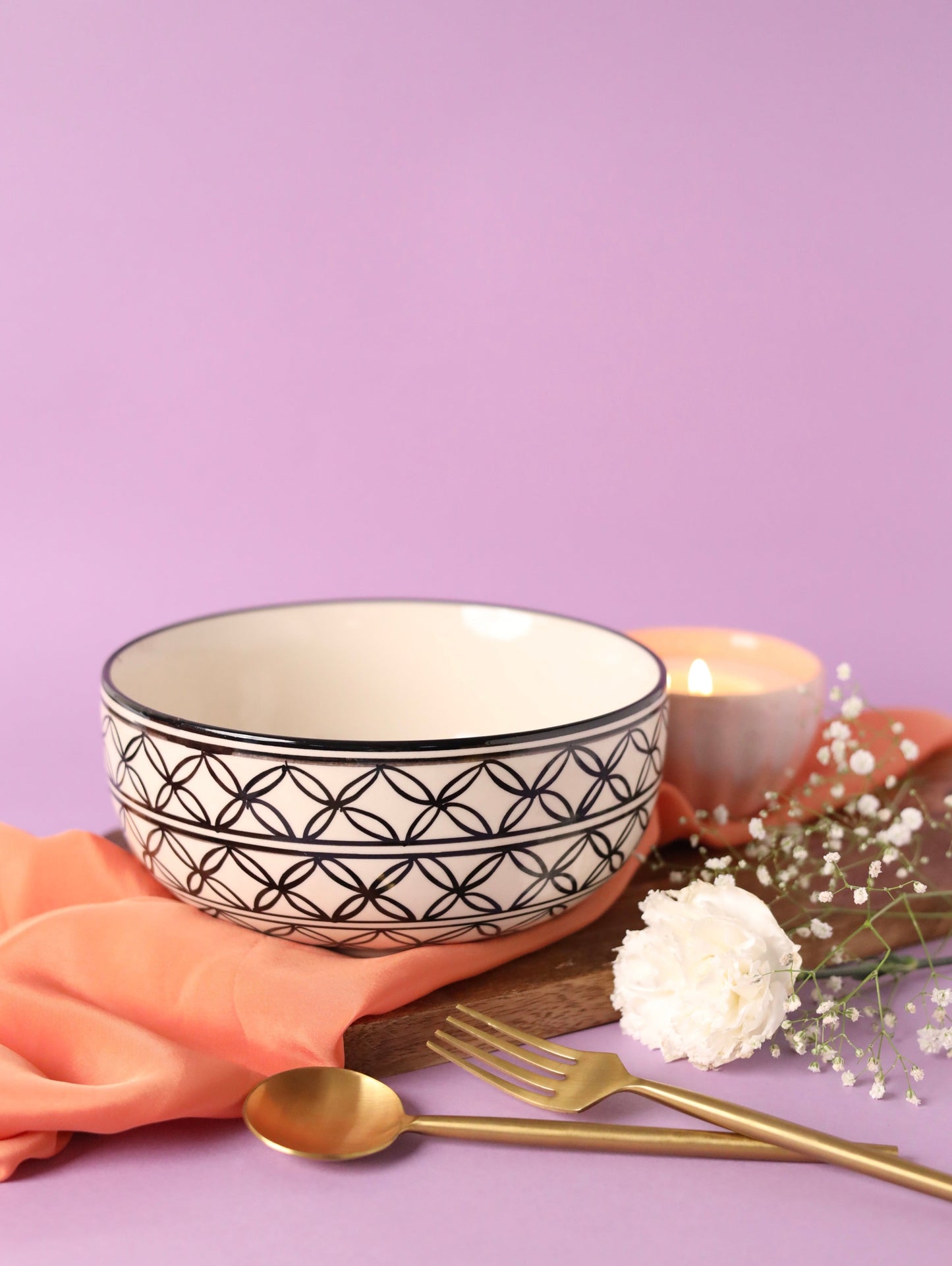 Black Leaf Stoneware Serving Bowls