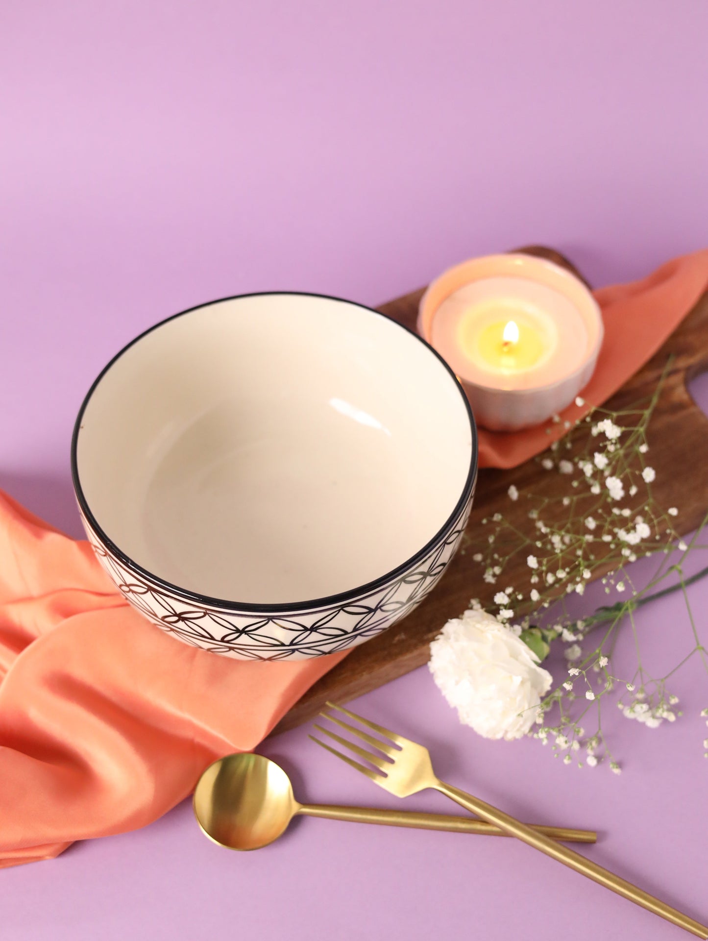 Black Leaf Stoneware Serving Bowls