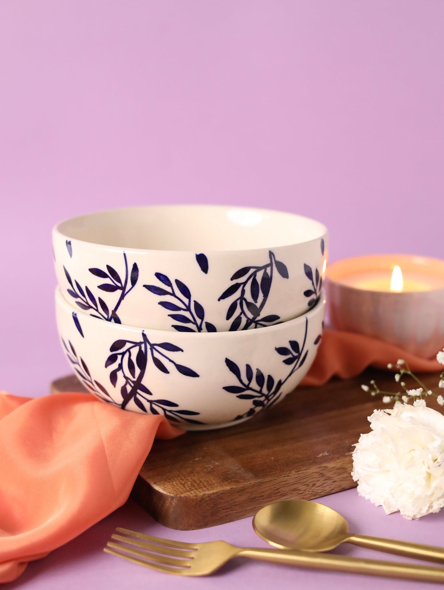 Blue Leaf Serving Bowl Small