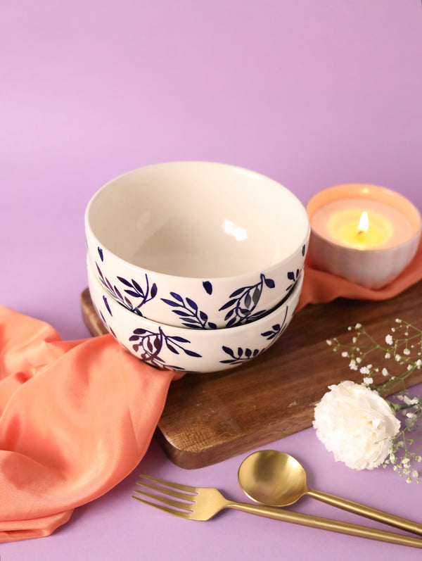 Blue Leaf Serving Bowl Small