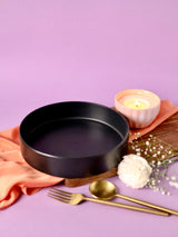 Matte Black Large Flat Serving Bowl