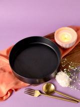 Matte Black Large Flat Serving Bowl