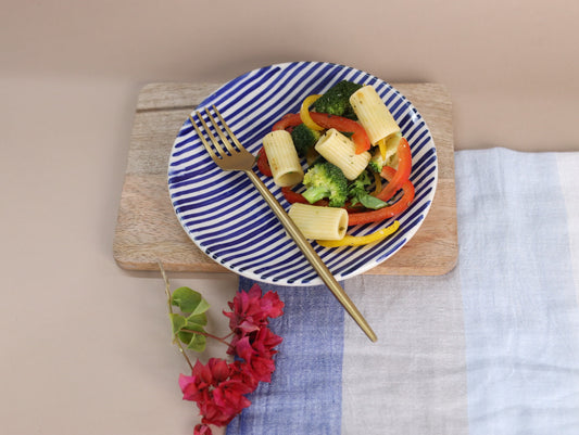 Blue thin stripe Snack Plate