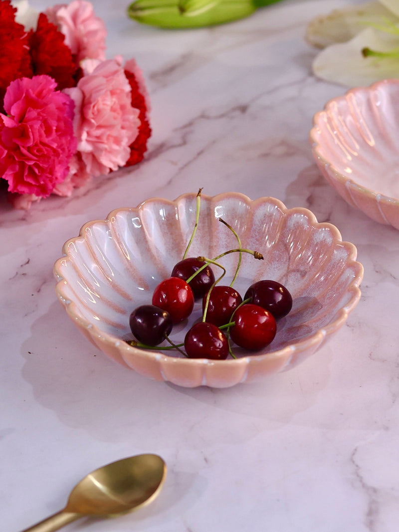 Floral Scalloped Shallow Bowls