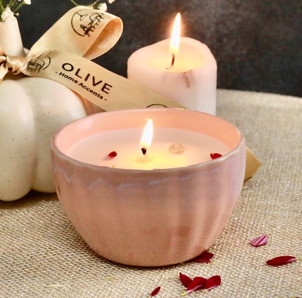 Scented Candle in Reusable Ceramic Bowl - Mountain Orchard
