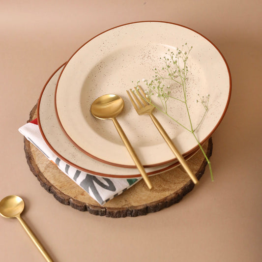 Nira Brown Rim Pasta Plate Large