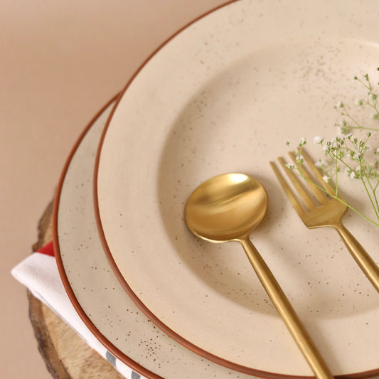 Nira Brown Rim Pasta Plate Large