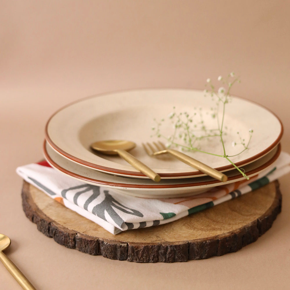 Nira Brown Rim Pasta Plate Large