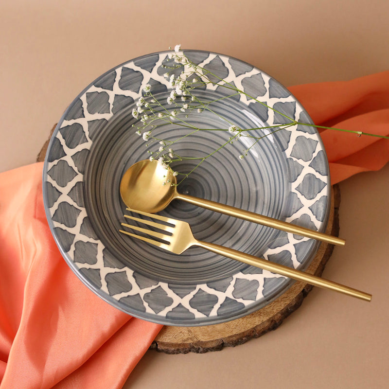 Grey Moroccan Pasta Plate Large
