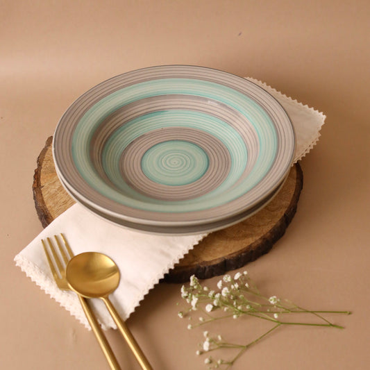 Teal and Grey Spiral Pasta Plate Large