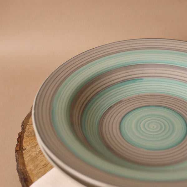 Teal and Grey Spiral Pasta Plate Large