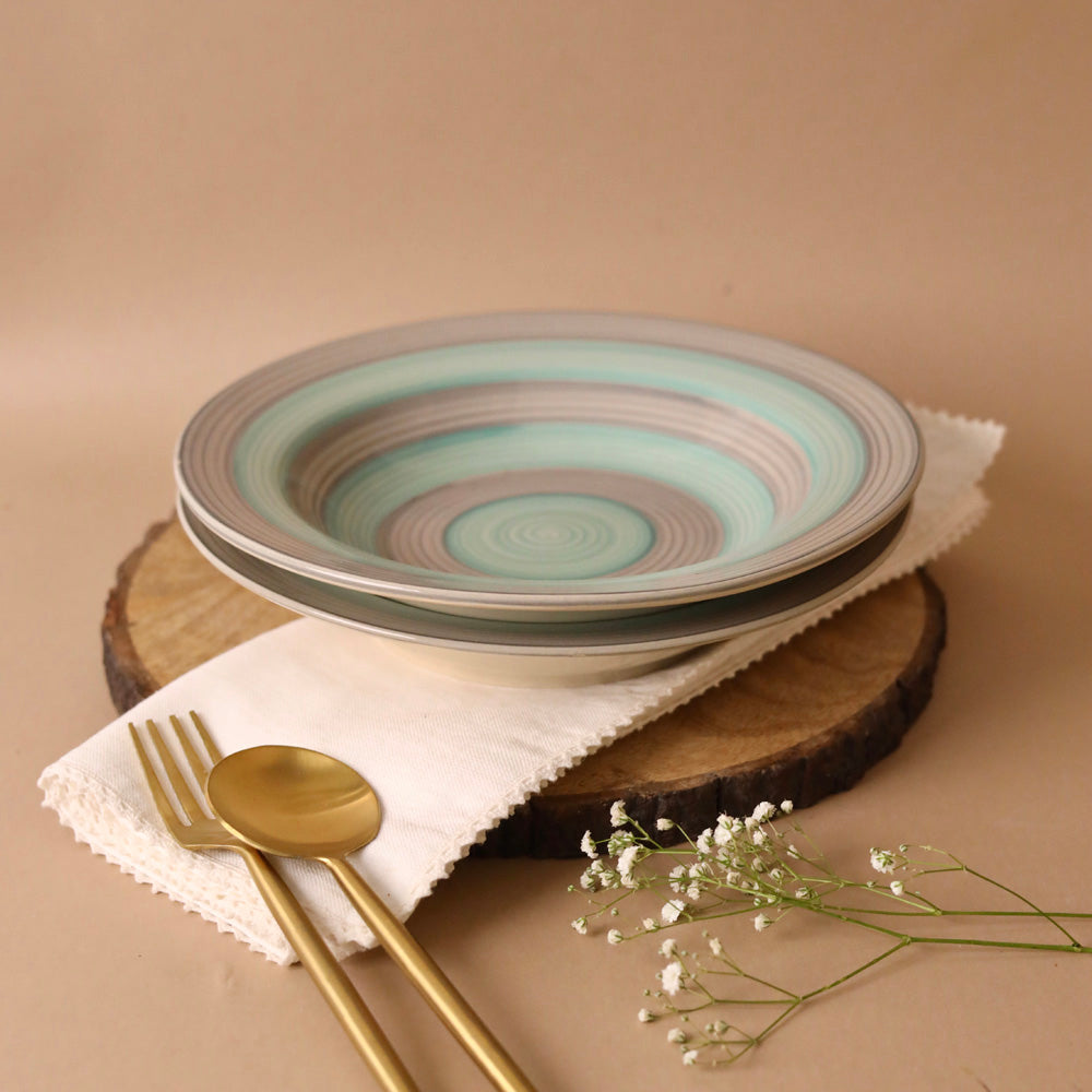 Teal and Grey Spiral Pasta Plate Large