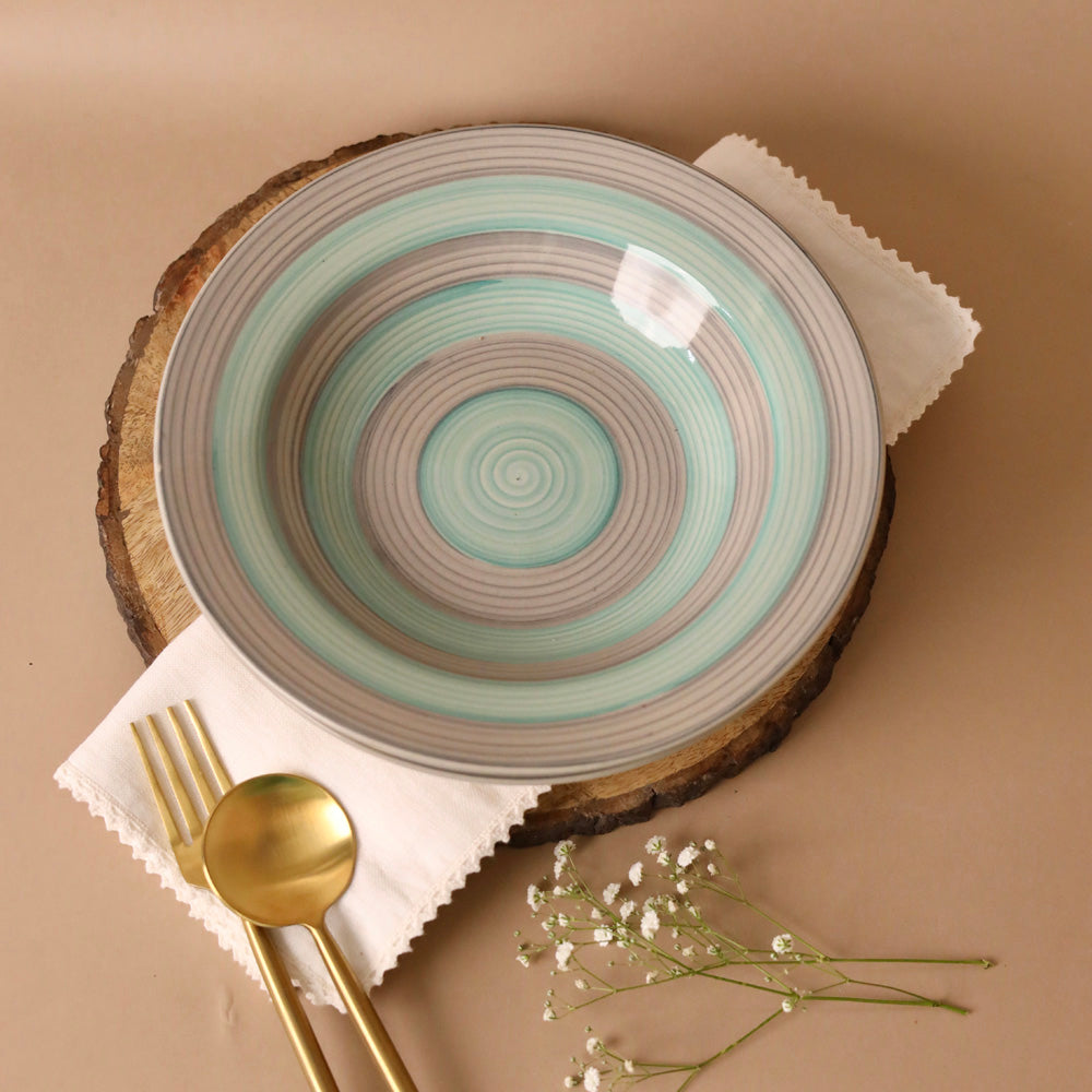 Teal and Grey Spiral Pasta Plate Large