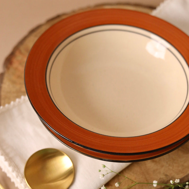 Brown Rimmed Pasta Plate Small