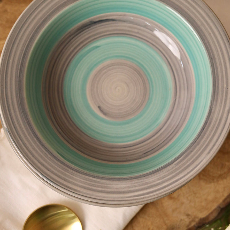 Teal and Grey Spiral Pasta Plate Small