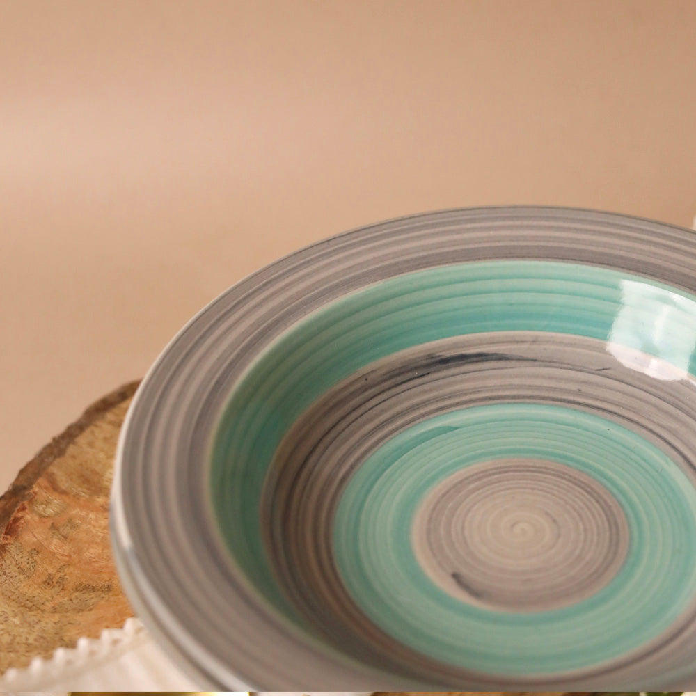 Teal and Grey Spiral Pasta Plate Small