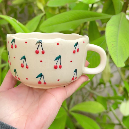 Cheeky Cherry Handmade Wide Mug