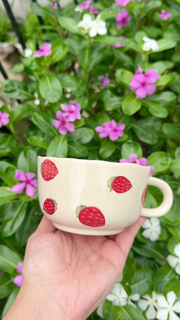 Strawberry Fields Handmade Wide Mug