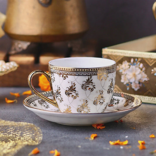 Vintage Gold Plated Porcelain Cup and Saucer