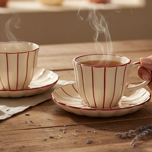 Vintage Red Stripe Cup and Saucer